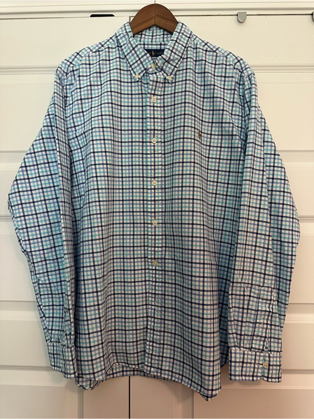 Ralph Lauren Men's Blue Plaid Button-Down Shirt, XXL